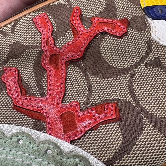 Rare Coach Signature Fish Coral Appliqué Wristlet